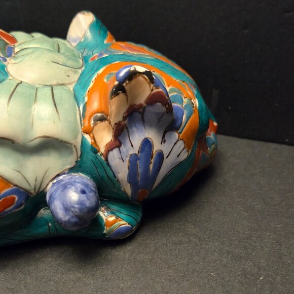 VINTAGE ASIAN HAND PAINTED PORCELAIN CAT - Picture 5 of 13